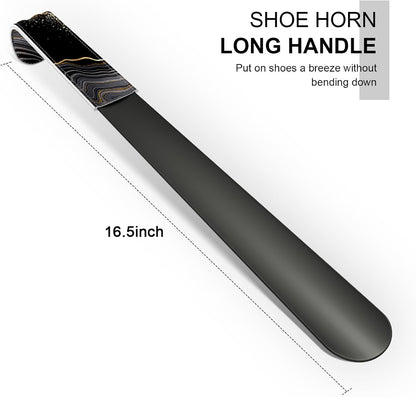 16.5 Inch Long Handle Shoe Horn for Seniors Men Women Kids, Metal Shoe Horns for Boots
