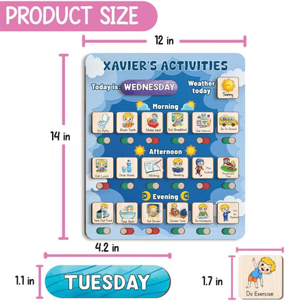 Daily Routine Chart for Kids, Visual Schedule, Routine Chart for Toddlers 3-5, Morning Bedtime Routine Chart for Toddlers, Wooden Chore Chart for Kids