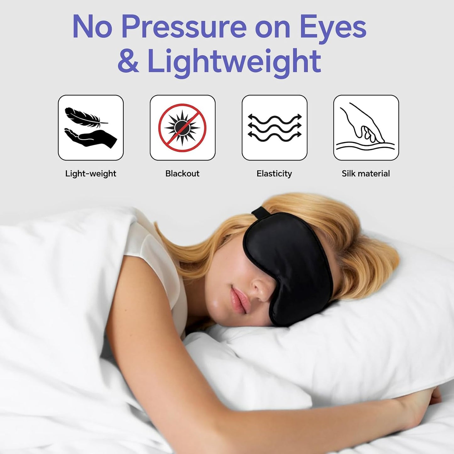 Sleep Eye Mask for Men Women, Lash Extensions 3D Sleeping Mask, Travel Blackout Night Blindfold Eye Shade Cover with Adjustable Strap (Black)