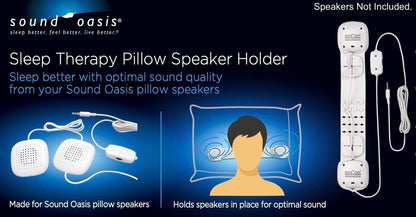 Sound Oasis Sleep Therapy Pillow Speakers with Holder – Ultra-Thin Under Pillow Stereo Speakers with Volume Control, 3.5mm Audio Jack for Sleep Sounds, Tinnitus Relief, Music & Relaxation