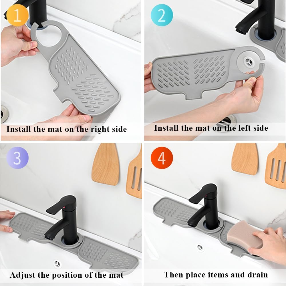 Kitchen Sink Faucet Mat, Faucet Draining Mat, Faucet Sink Splash Guard for Kitchen Sink, Sink Mat Kitchen Essentials for New Home, Drip Catcher for Kitchen, Bathroom Faucet Protector
