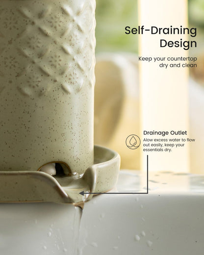 Zoeeker Toothbrush Holder with Drainage, Ceramic Toothbrush Holders Set | Electric Toothbrush & Toothpaste Holder for Bathrooms Self-draining Tooth Brush Cup Countertop Organizers for Family, Yellow