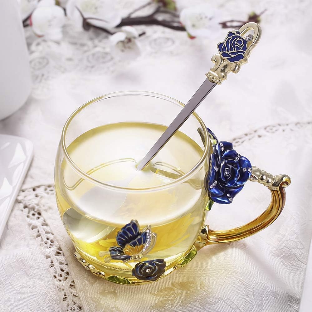 Luka Tech 35OZ Enamel Glass Flower Teapot Gifts For Women