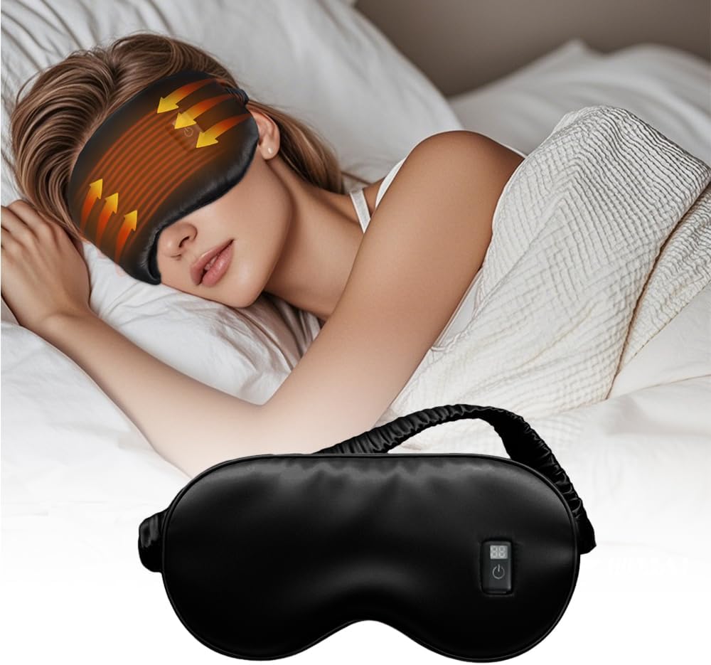 Joythink Cordless Sleep Mask Heated Eye Mask for Dry Eyes,Eye Relief,with 3 Temperature Settings and Timer Control,Washable Eye Mask,Gifts for Friends