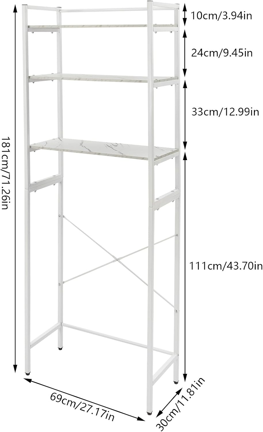 Laundry Room Organizer, Over The Washer And Dryer Storage Shelf 33lb, White