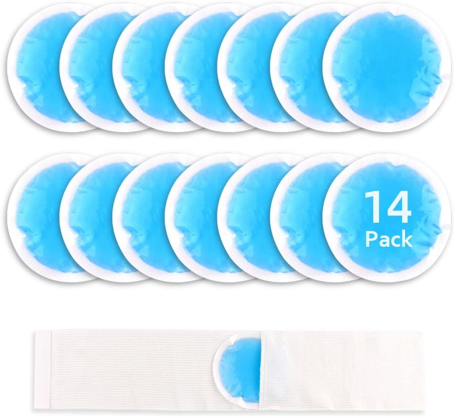 NEWGO Small Ice Packs for Injuries Reusable with Cloth Backing, 6 Packs | FSA Eligible, Round Hot and Cold Gel Pack, Flexible Cold Pack for Face, Toothache, Eyes Pain Relief