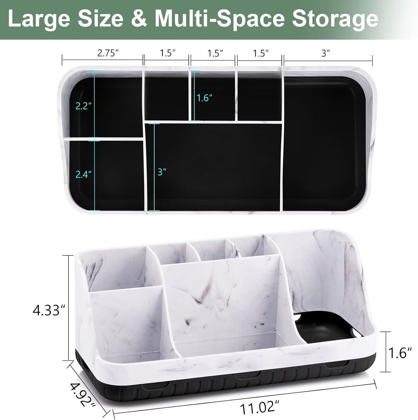 GFWARE Black Toothbrush Holder - 7 Slots Bathroom Organizer Countertop with Drainage Matte Black Electric Toothbrush and Toothpaste Holder for Bathroom Accessories Organization Vanity Sink Storage | Detachable 7 Slots Matte Black Kid Electric Toothbrush