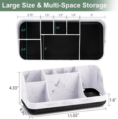 GFWARE Black Toothbrush Holder - 7 Slots Bathroom Organizer Countertop with Drainage Matte Black Electric Toothbrush and Toothpaste Holder for Bathroom Accessories Organization Vanity Sink Storage | Detachable 7 Slots Matte Black Kid Electric Toothbrush