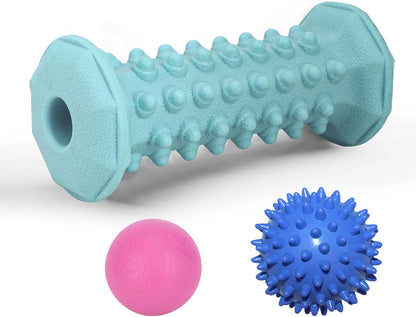 Foot Massager Roller Set for Plantar Fasciitis, Arch and Heel Pain Relief | Includes Foot Roller, lacrosse and spiky massage balls for deep tissue trigger point muscle therapy and neuropathy relief
