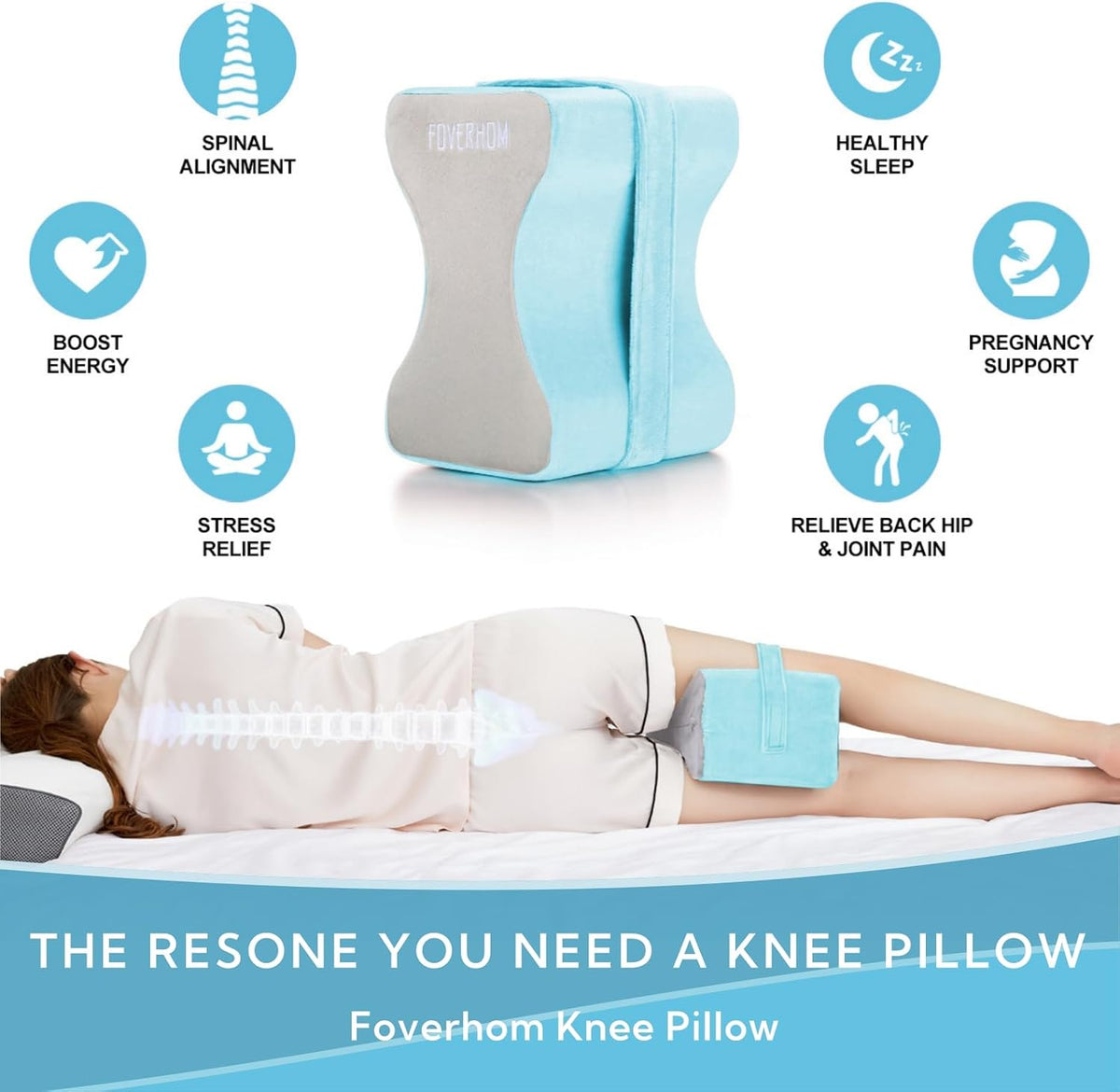 foverhom Memory Foam Knee Pillow Orthopedic Leg Support Pink