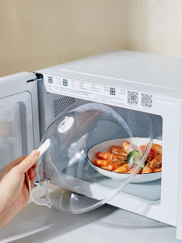 Collapsible Microwave Food Cover, Splatter Guard,Vented Microwave Lid for Food, BPA free TPR, Dishwasher safe，12inch,Grey