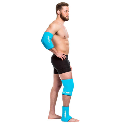 FreezeSleeve Ice and Heat Therapy Sleeve | Reusable Ice Pack Flexible Gel Compression Sleeve for Pain Relief and Recovery of Elbow Knee Ankle Leg Wrist Injuries | Black Large