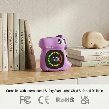 Pink Dinosaur Visual Timer for Kids, Girls Potty Training Timer | Color Countdown, Rechargeable, LED Screen, 99 Minute, Toddler, Children, Transition, 2-Min Toothbrush Setting, Hand Washing