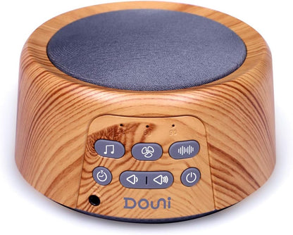 Douni White Noise Machine for Sleeping - 27 Non-Looping Soothing Sounds Sleep Sound Machine with Timer & Memory, 3.5mm Jack, Wood Grain Sound Machine for Hotel Bedroom Office