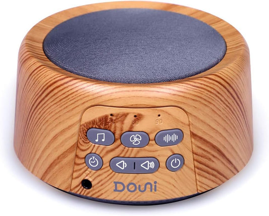 Douni White Noise Machine for Sleeping - 27 Non-Looping Soothing Sounds Sleep Sound Machine with Timer & Memory, 3.5mm Jack, Wood Grain Sound Machine for Hotel Bedroom Office
