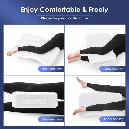 Leg Pillow for Side Sleepers, Memory Foam Knee Pillow for Side Sleeping, Leg Elevation Pillow for Hip/Back/Sciatica Pain Relief Helps Spine Alignment -15"x25" (Grey, M)