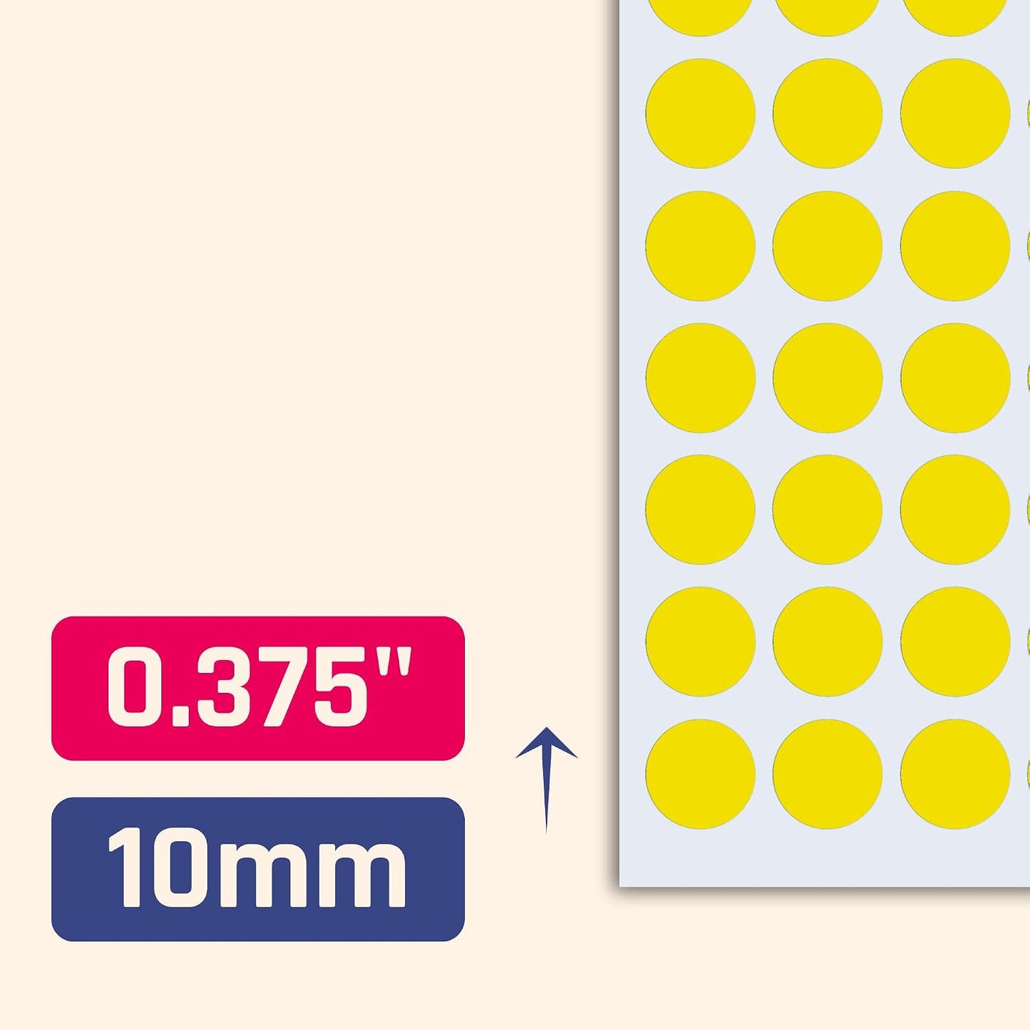 3000 Pieces, Small Colored Dot Round Stickers Labels - 10 Colors, 0.375"