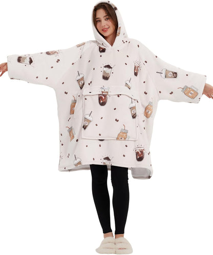 Wearable Blanket Hoodie for Adults With Pocket Strawberry Hoodie | Sherpa, Fuzzy Blanket Hoodie, Oversized Sweatshirt Blanket, Kangaroo Pouch, Cute Birthday Gifts for Sister, Cute Stuff