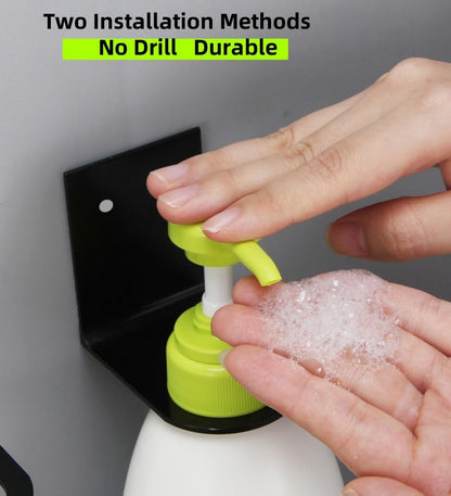 Soap Bottle Dispenser Holder Wall Mount 3PCS, Stainless Steel Bottle Holder Set Shampoo Conditioner Body Wash Dispenser Hanger Rack Shampoo Hole for 1.06in Holder for Kitchen Bathroom-Black