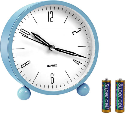 pxy Loud Alarm Clock for Heavy Sleepers 3D Dial Battery Operated (Battery Include), 4" Super Silent Analog Alarm Clock for Kids with Night Light PT260 Silver OrangePT505 Green White