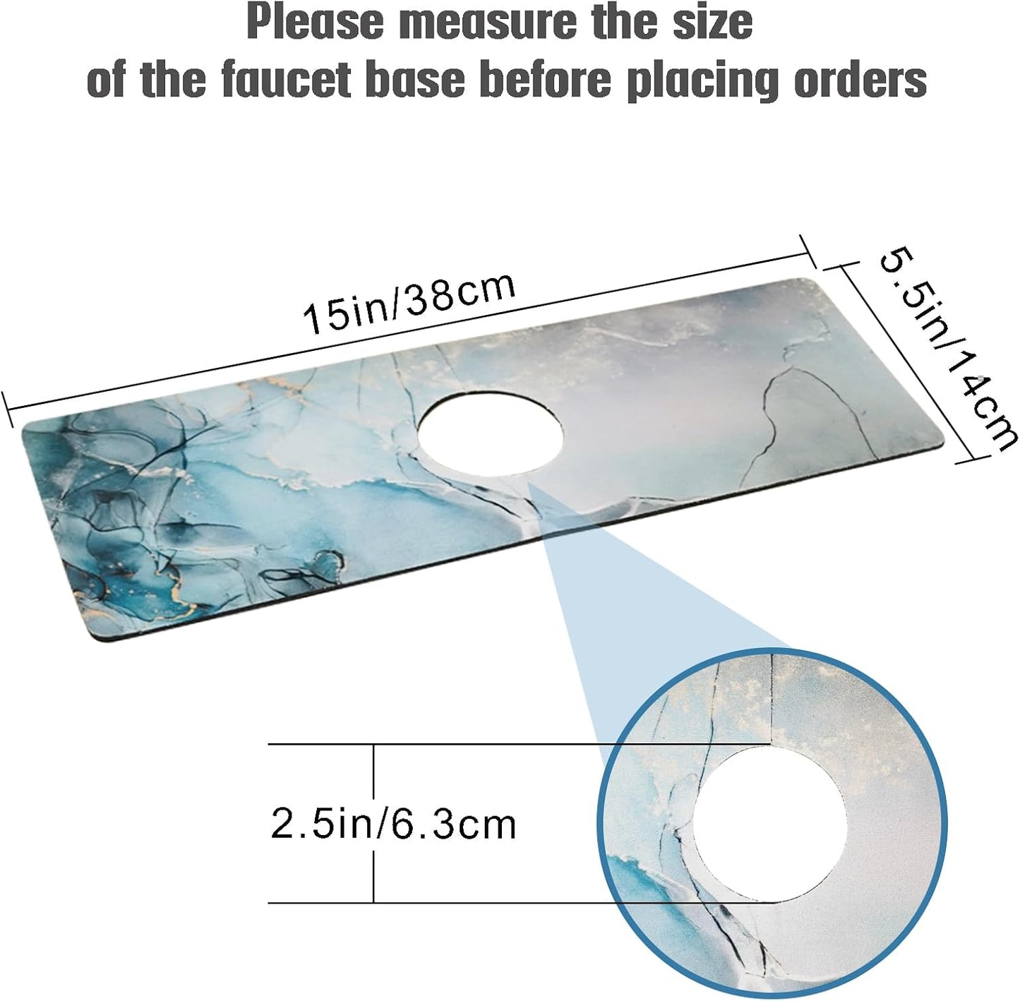 Sink Faucet Absorbing Mat, 2 Pack Drying Mat Around Faucet Sink Splash Guard Behind Faucet Sinkmat For Kitchen Bathroom Island Rv 24 * 5.5 Inch (60 * 14 cm)