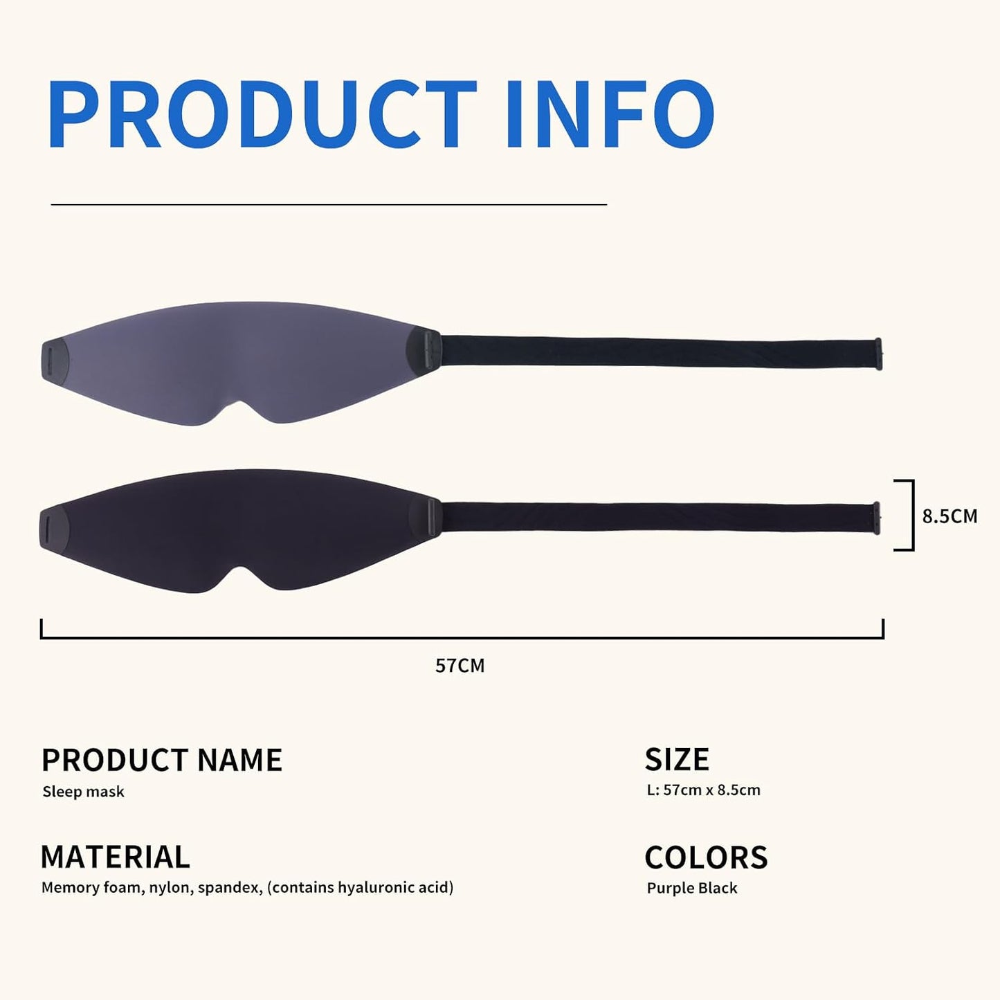 Sleep Mask 3D Contoured Memory Foam Eye Mask, Zero Pressure Light Blocking, Adjustable Breathable for Side Sleepers & Travel，Moonlit Lavender