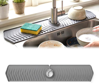 Kitchen Sink Faucet Mat, 2025 New Foldable Faucet Mat for Kitchen Sink, 30in Silicone Faucet Guard & Draining Mat Keep Countertops Dry Splash Guard (Green, 30in)