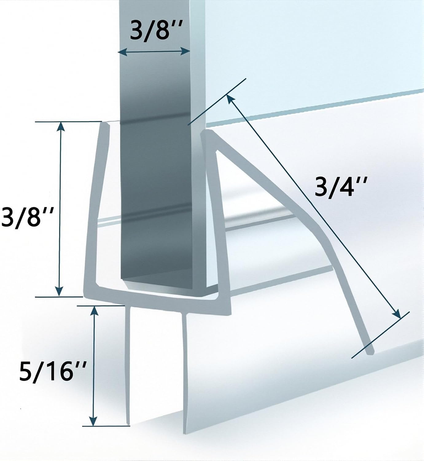 2-Pack Frameless Shower Door Bottom Seal 1/4 Inch Glass (39 in x 2), Glass Shower Door Seal Strip Bottom,Weather Stripping Sweep Leak Water Guard