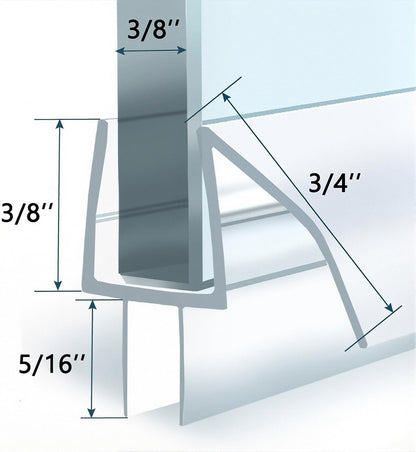 2-Pack Frameless Shower Door Bottom Seal 1/4 Inch Glass (39 in x 2), Glass Shower Door Seal Strip Bottom,Weather Stripping Sweep Leak Water Guard