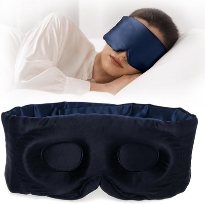 SilkSilky 22 Momme Mulberry Silk Sleep Mask for Side Sleepers, Black