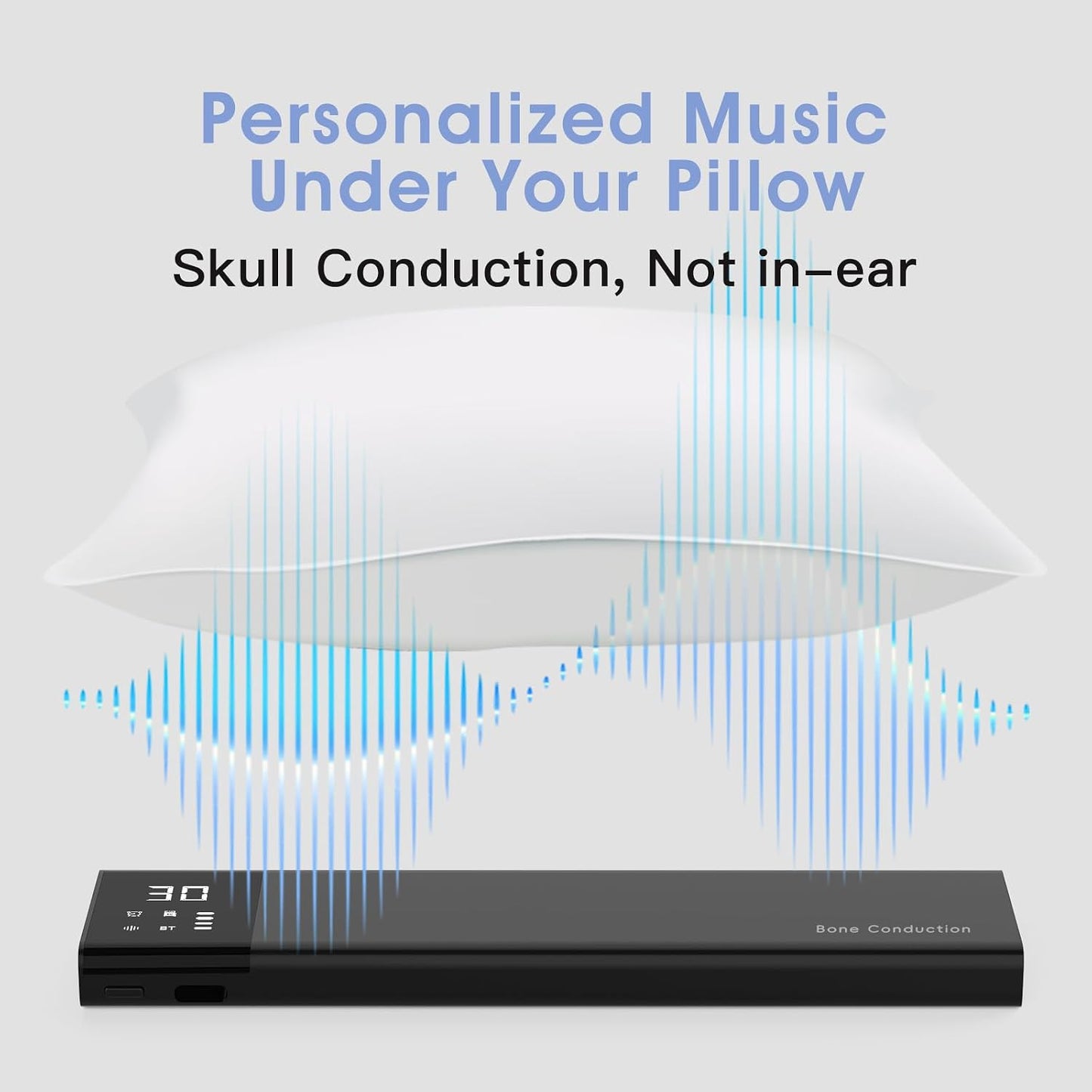 Under-Pillow Speaker for Sleeping - Bluetooth White Noise Sound Machine, Bone Conduction Bluetooth Under Pillow Speaker with 36 Soothing Sounds, Timer, TF Card Support for Side Sleepers & Deep Sleep