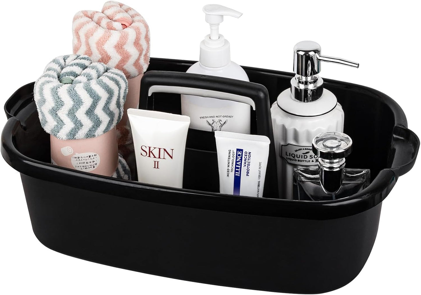 JiatuA Large Cleaning Supplies Caddy Portable Shower Caddy Basket Dark Gray | Sturdy Supply Organizer with Handle Plastic Bucket Tool Storage for Bathroom Bedroom Kitchen Garden College Dorm Essentials
