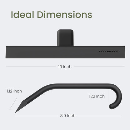JustHang Shower Squeegee with Built-in Hook, 10-Inch Black | Award-Winning Design, All-One-Piece Soft-Touch Silicone, for Glass Door, Bathroom, Window, Mirror, Tile Wall, Car