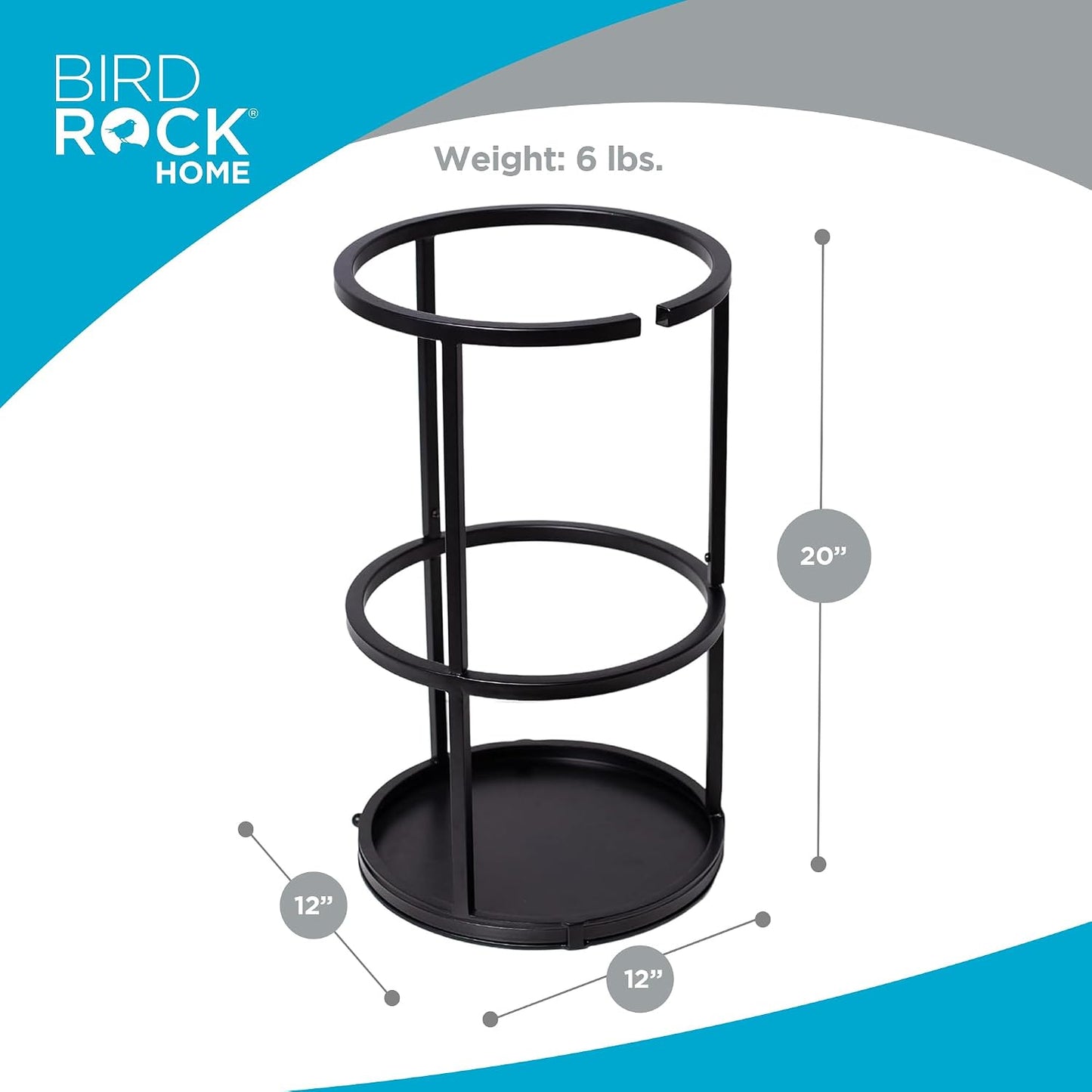 BIRDROCK HOME Decorative Umbrella Stand with Removable Water Tray - Large Freestanding Umbrella Rack and Cane Walking Stick Organizer - Metal Umbrella Holder for Entryway & Indoor Use - Black, Striped | Decorative Large Freestanding Rack and Cane Walking