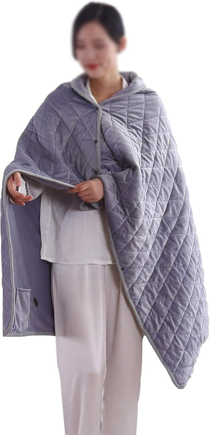 40"x55" Cordless Heated Blanket, Portable Heated Blanket Battery Operated, Cozy Soft Wearable Heated Shawl, 3 Heat Settings, Auto-Off, Machine Washable(Gray,Shawl)