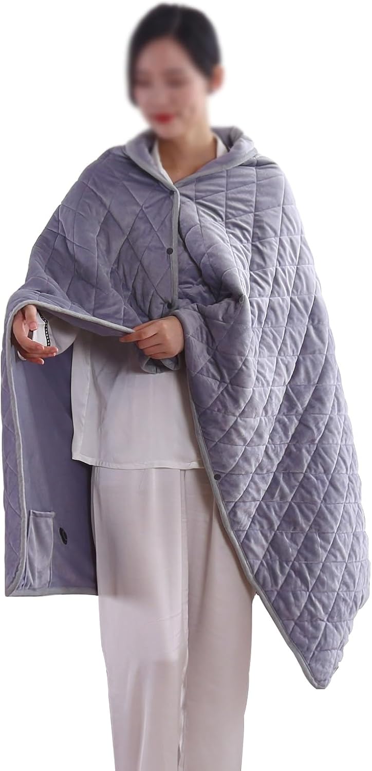 40"x55" Cordless Heated Blanket, Portable Heated Blanket Battery Operated, Cozy Soft Wearable Heated Shawl, 3 Heat Settings, Auto-Off, Machine Washable(Gray,Shawl)