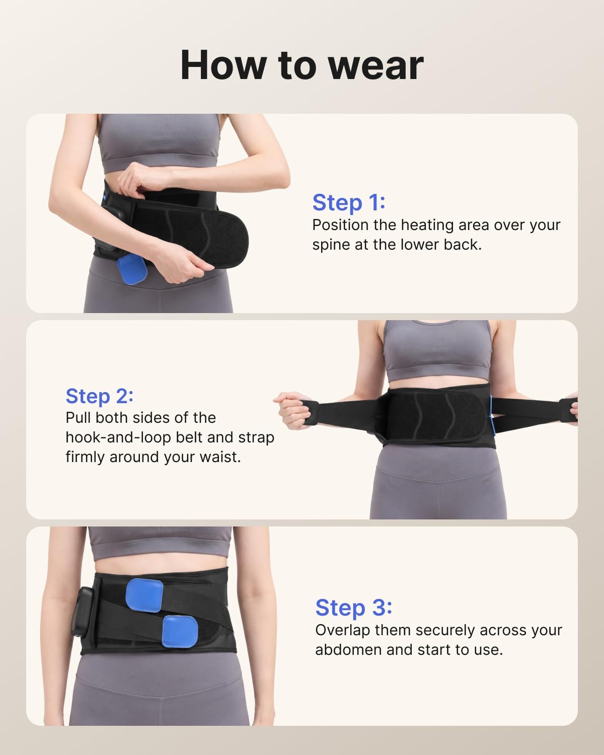 RENPHO Heating Pad for Lower Back, Portable Cordless Brace, Wearable Belt | 5 Heat Levels, 3 Vibration Levels, Heating Pad with Massager, Detachable Support, FSA Eligible HSA, Gift for Men & Women