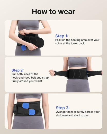 RENPHO Heating Pad for Lower Back, Portable Cordless Brace, Wearable Belt | 5 Heat Levels, 3 Vibration Levels, Heating Pad with Massager, Detachable Support, FSA Eligible HSA, Gift for Men & Women