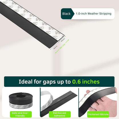 Weather Stripping Door Seal - Updated 1.4in Door Draft Stopper | Silicone Seal Strip for House and Glass Shower Doors for Windows Gaps of Collision and Side, Window Insulation for Winter