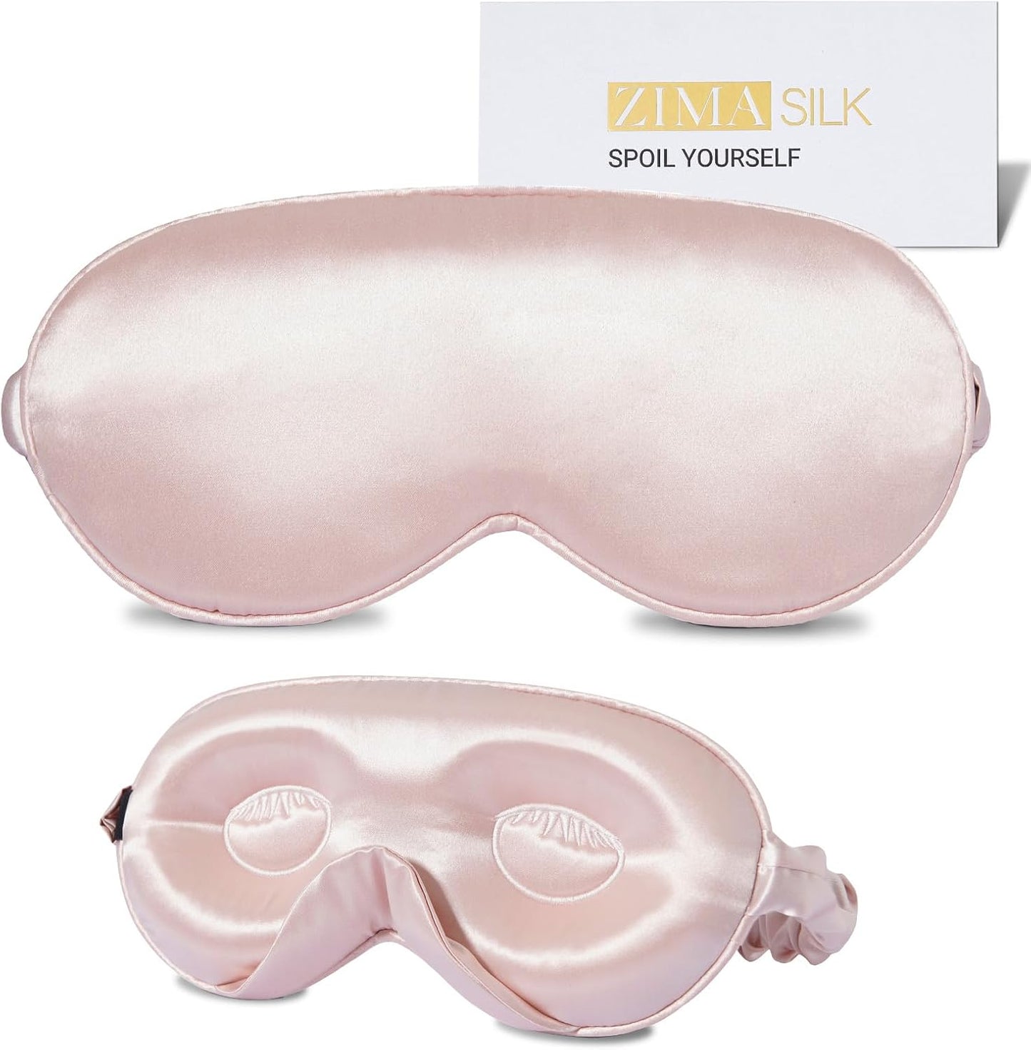 ZIMASILK Adjustable 3D 22 Momme 100% Mulberry Silk Sleep Mask | Upgraded Eye Mask for Sleeping - Soft & Breathable Blindfold - Blackout for Deep Sleeping (Pink)