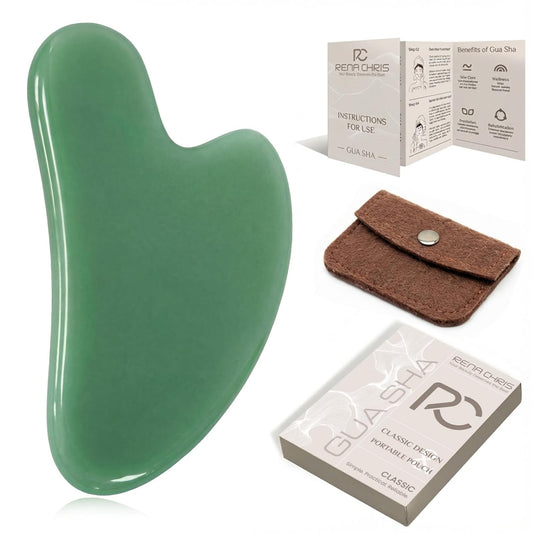 Rena Chris Gua Sha Facial Tools, Stainless Steel Guasha Tool - Silver | Face Massage Tool for Jawline Sculpting, Puffiness Reducing, Gua Sha Double Chin Reducer, Skin Care Gift for Women