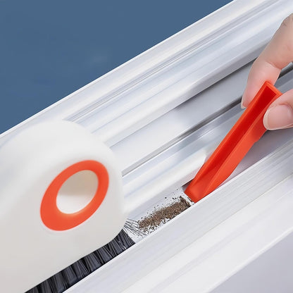 2 in 1 Window Track Cleaning Tools Groove Crevice Cleaning Brush with Hidden Scraper for Sliding Door Tracks, Window Sills, and Window Seal (1 Piece)