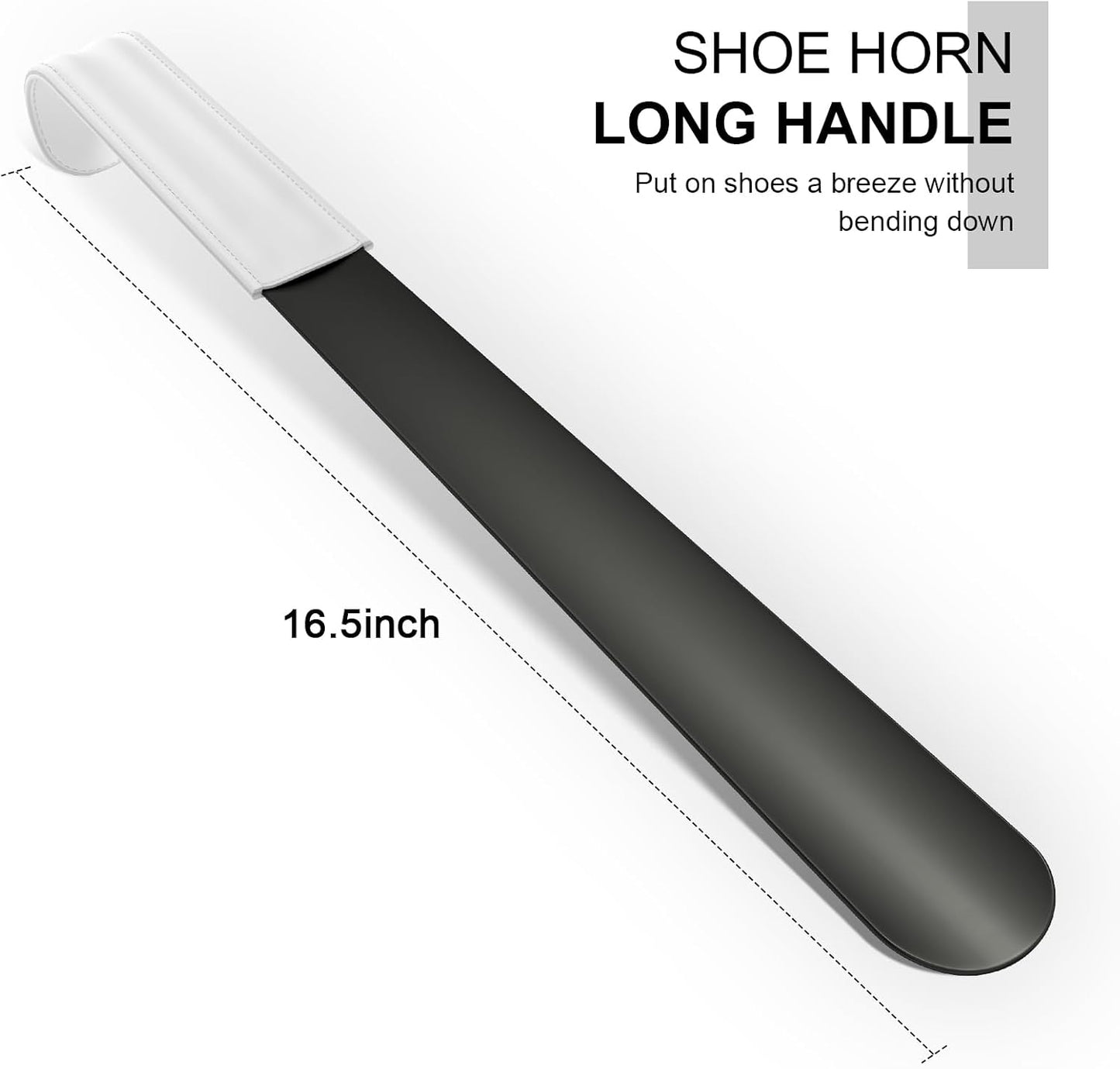 16.5 Inch Long Handle Shoe Horn for Seniors Men Women Kids, Metal Shoe Horns for Boots