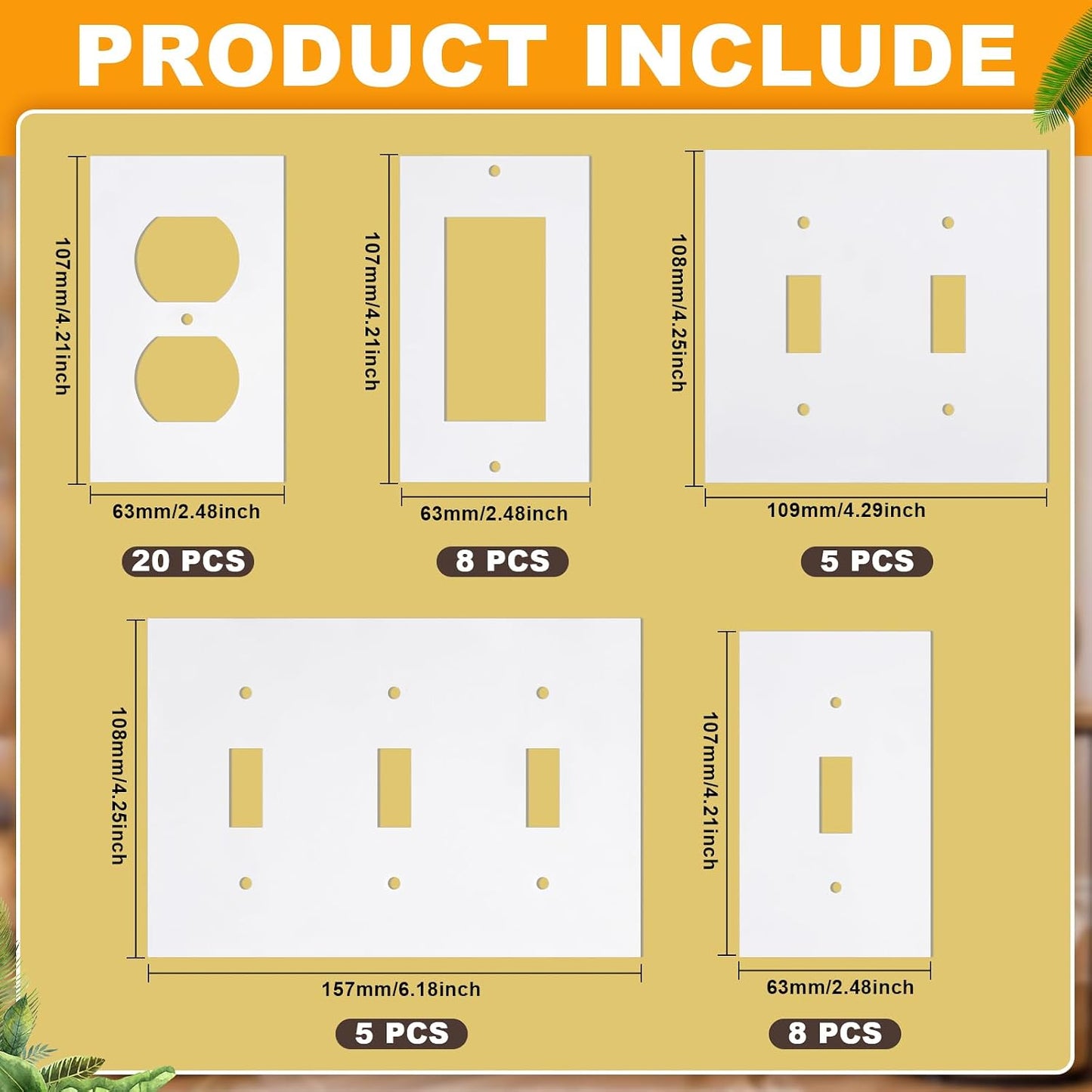 Tondiamo 46 Packs Outlet Insulation Pads Wall Plates Sealers for Electrical Save Energy Switch Plate Insulation Weatherproof Foam Switch Sealer