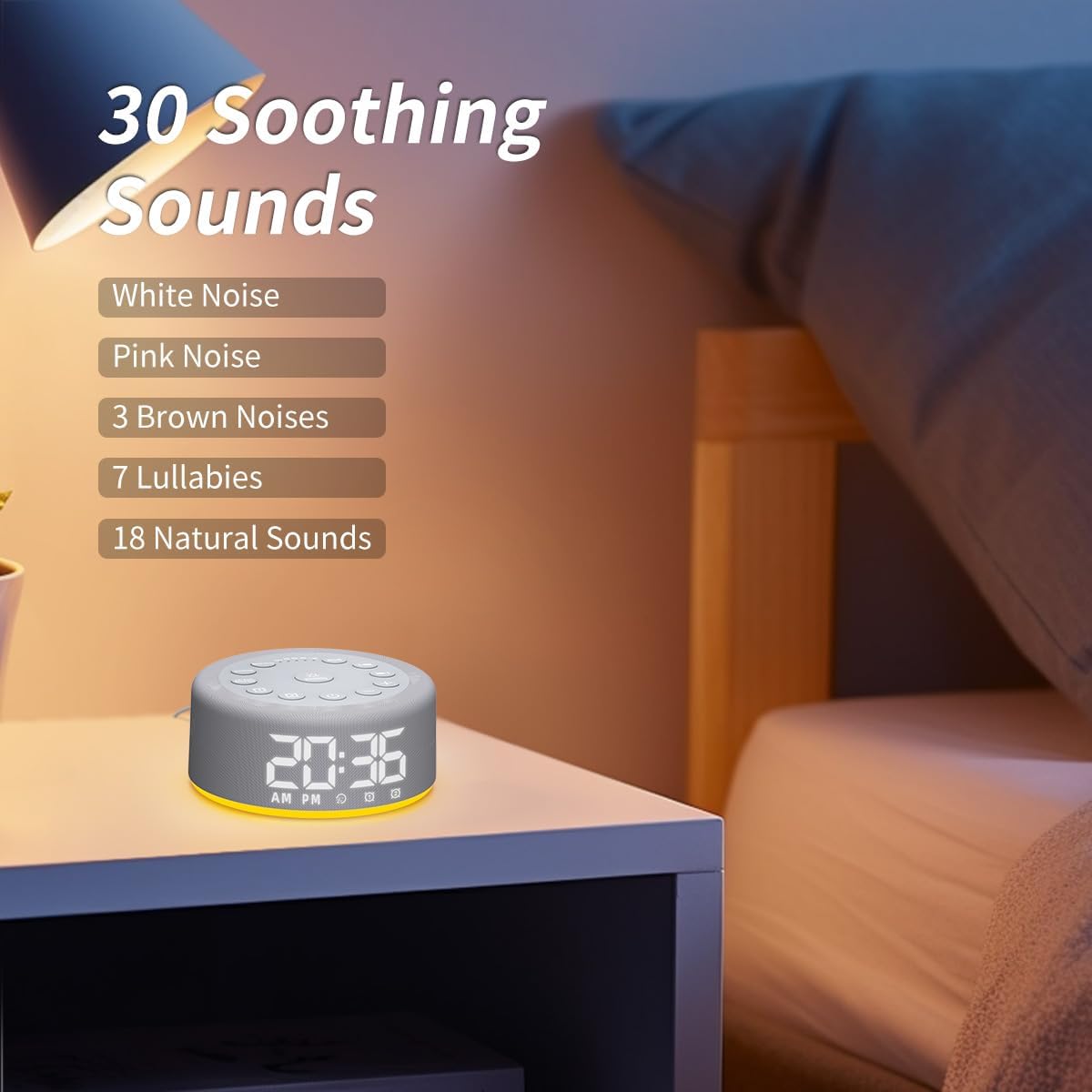 Portable White Noise Machine Mini Sound Machine with 30 Soothing Sounds Rechargeable for Adults Newborn Kids Sleep Brown Noise Machine with Memory Function 4 Timers for Travel Camping Home and Office