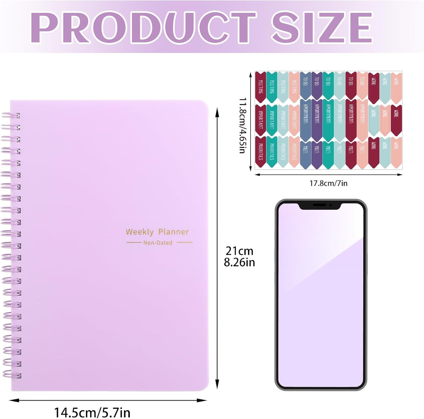 Thboxes A5 Weekly Planner Notebook, 52 Week Undated Journal for Women, Pink | Spiral Binding, Stickers, Planners for Home, Work, Office, College, School Supplies for Girls, Kids, Students, Teachers Gifts