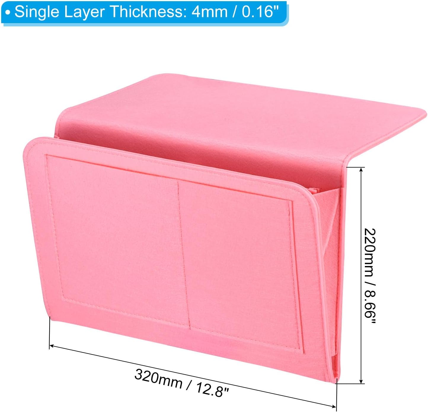 PATIKIL 11in Bedside Caddy, Bed Caddy Bedside Organizer Hanging 5 Pocket Soft Felt Bed Pockets Bedside Storage Organizer Remote Control Holder for Bedroom Phones Glasses, Pink