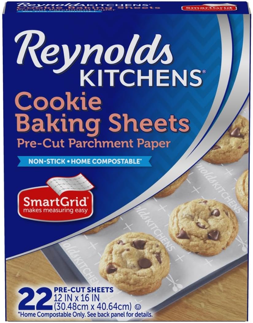 Reynolds Kitchens Air Fryer Liners Disposable, Unbleached Parchment Paper Sheets, 50 Count | Pre-Cut Disposable Parchment Paper Sheets, Fits Round and Square Air Fryers, Safe Up To 400F, Perforated For Better Airflow