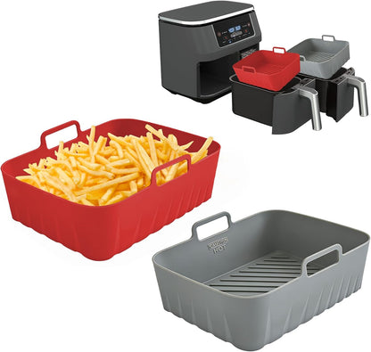 Golden Associate Silicone Liners Square for 8 to 8.5 inch Air Fryer, 2 Pcs Non-stick Food-grade Reusable Basket Baking Tray Airfryer Accessories