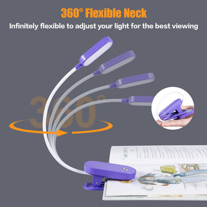 VAVOFO Rechargeable Book Light, 14 LEDs Eye Care Clip On Amber Reading Light for Bookworms Reading in Bed with 9 Colors 9 Brightness (Blue)
